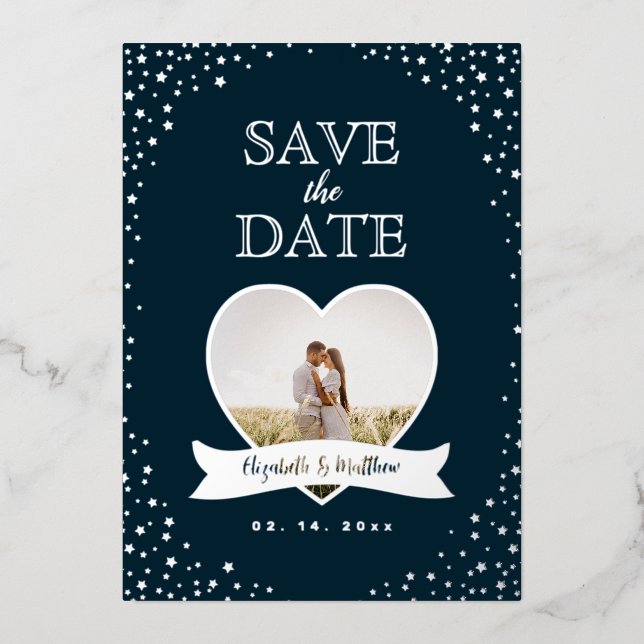 Invitation En Aluminium Photo de mariage simple moderne couple Enregistrer (Recto)