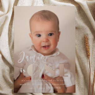 Invitation En Aluminium Photo de premier anniversaire Rose Gold ONE