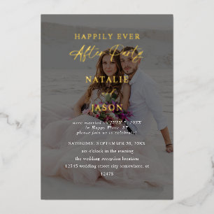 Invitation En Aluminium Photo de réception de mariage After Party Noir