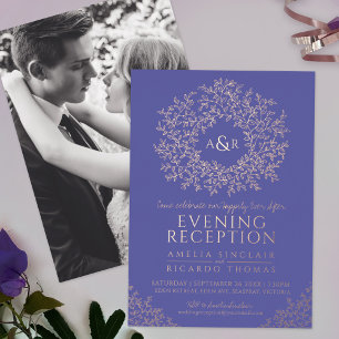 Invitation En Aluminium Photo de réception de mariage au monogramme or ros