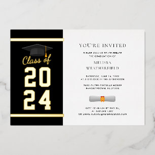 Invitation En Aluminium Photo de remise de diplôme moderne 2025 Or