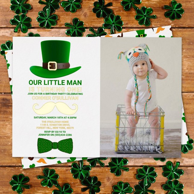 Invitation En Aluminium Photo de Saint-Patrick moderne avec lutin pour ann (Créateur téléchargé)