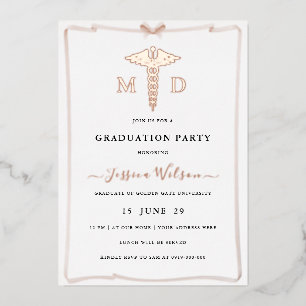 Invitation En Aluminium Photo d'études supérieures MD RN Caduceus