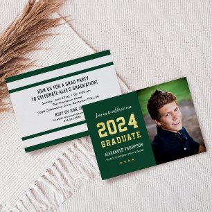 Invitation En Aluminium Photo du Graduate Green Gold Graduate Party 2023