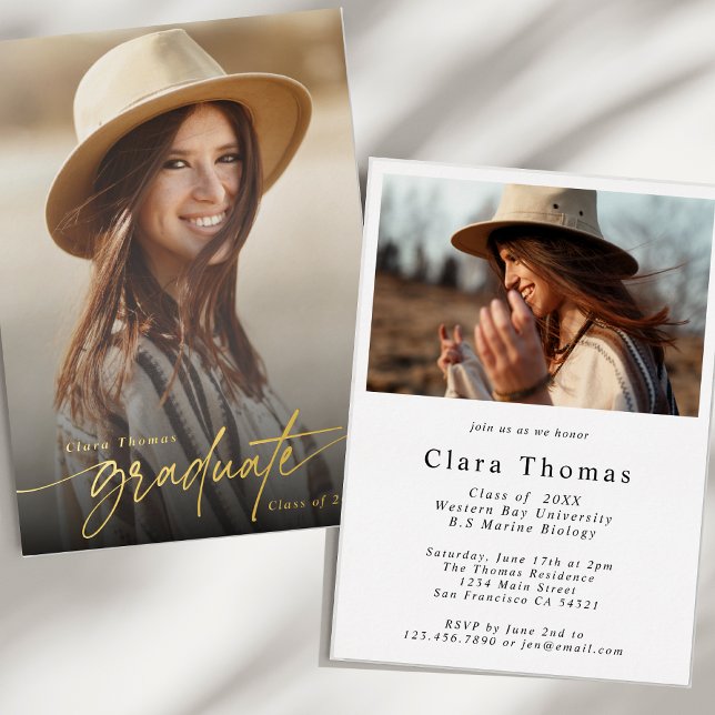 Invitation En Aluminium Photo d'une fête d'études élégante moderne (Créateur téléchargé)