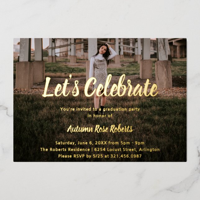Invitation En Aluminium Photo élégante Graduation moderne (Recto)