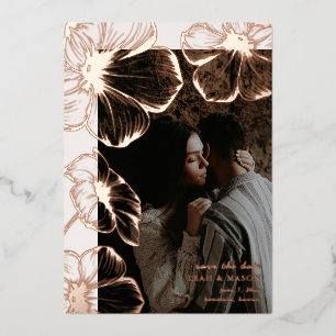Invitation En Aluminium Photo florale moderne Mariage élégant Enregistrer 