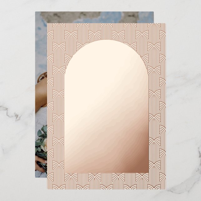 Invitation En Aluminium Photo mariage géométrique (Recto/Verso)