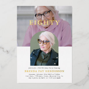 Invitation En Aluminium Photo minimale 800 80e anniversaire