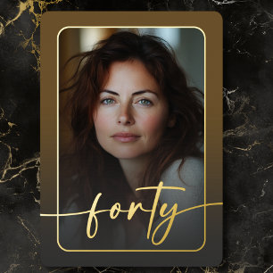 Invitation En Aluminium Photo minimaliste moderne Brown quarantième annive