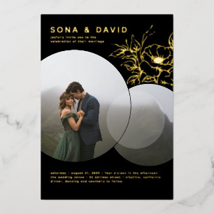 Invitation En Aluminium Photo minimaliste moderne de Mariage floral