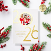 Photo Modern Bold White 2026 Holiday Gold Card