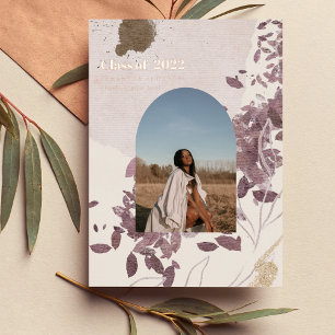 Invitation En Aluminium Photo Moderne Abstraite Gold Et Purple Graduate