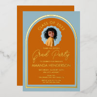 Photo moderne Burn Orange et Bleu Graduation