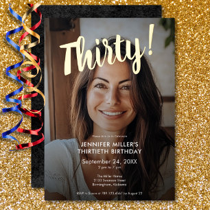 Invitation En Aluminium Photo Moderne et Dorure 30e Anniversaire