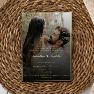 Invitation En Aluminium Photo moderne et Mariage de recouvrement noir