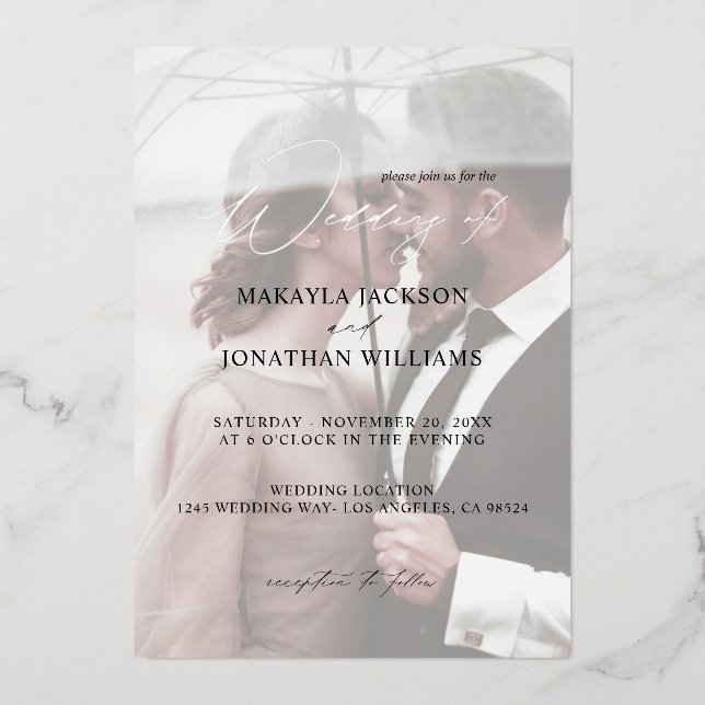 Invitation En Aluminium Photo Moderne Verticale 4 Mariage (Recto)