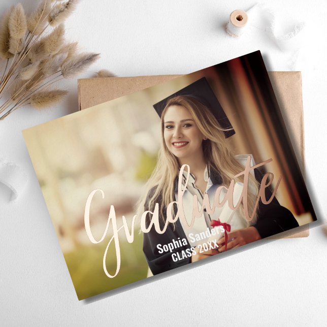 Invitation En Aluminium Photo of Graduation with Metallic relief (Créateur téléchargé)