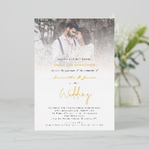 Invitation En Aluminium Photo Overlay Ajouter Nom d'invité QR Code Mariage