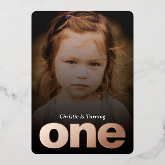 Invitation En Aluminium Photo personnalisée Minimaliste 1er anniversaire F