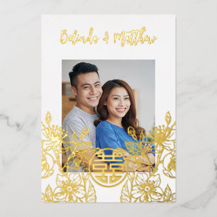 Invitation En Aluminium Photo Red Gold Mariage chinois