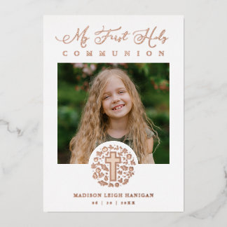 Invitation En Aluminium Photo Romantic Real Rose Gold Floral Wreath