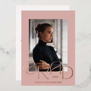 Invitation En Aluminium Photographie Art déco rose clair Diplômée Photo 20