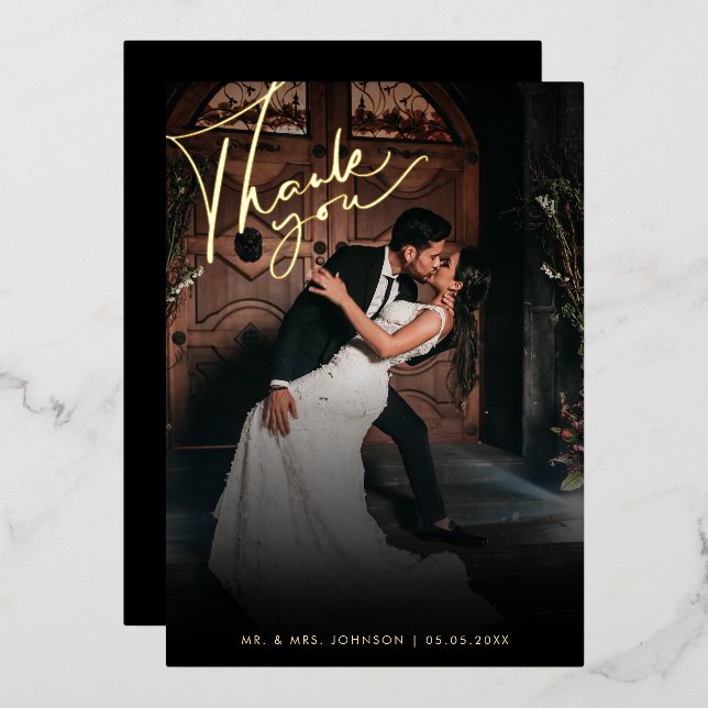 Invitation En Aluminium Photographie sombre défraîchie Romantique Merci no (Recto/Verso)