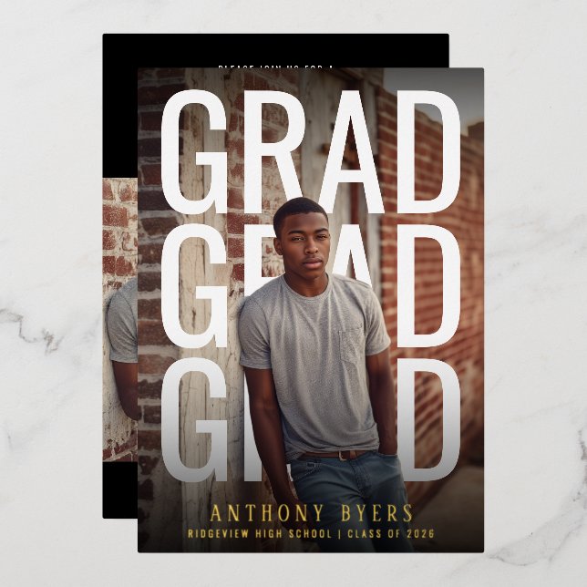 Invitation En Aluminium PhotoPop Bold Typography Graduation Party (Recto/Verso)