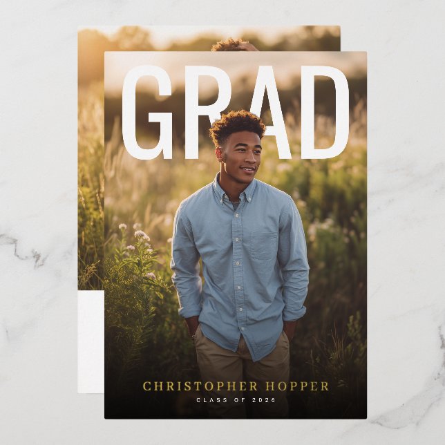 Invitation En Aluminium PhotoPop Contemporary Graduation Party (Recto/Verso)