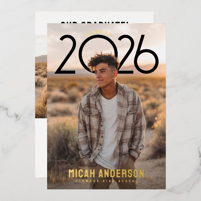 Invitation En Aluminium PhotoPop Modern Graduation  (Recto/Verso)