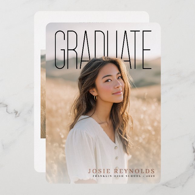 Invitation En Aluminium PhotoPop Modern Photo Collage Graduation Party (Recto/Verso)