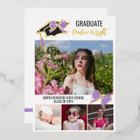 Photos de Bow pourpre Gold Foil présente la gradua