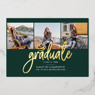 Invitation En Aluminium Photos de Graduation Grad 2025 Gold Foil Faire-par