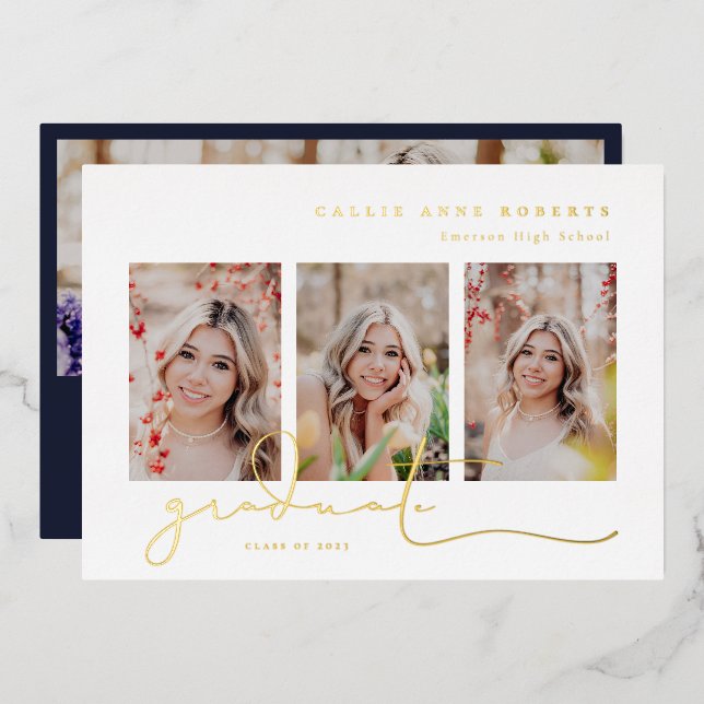 Invitation En Aluminium Photos Scriptées Diplôme Photo (Recto/Verso)