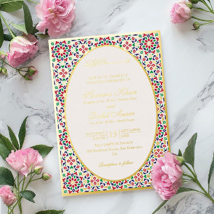 Invitation En Aluminium Pierres de terre cuite mosaiques marocaines mariag