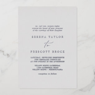 Invitation En Aluminium Pile argenté délicate   Mariage traditionnel gris