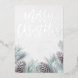 Invitation En Aluminium Pin de neige et feuille Joyeux Noël