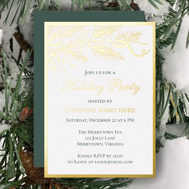 Invitation En Aluminium Pin Fête Professionnel Fête de Vacances Gold (Customize this elegant unique gold foil business holiday party invitation. Original stylish card
)