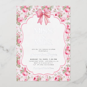 Invitation En Aluminium Pink Bow Miss à Mme Fête des mariées Real Silver