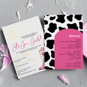 Invitation En Aluminium Pink Gold Cowgirl Disco Bachelorette Itinéraire