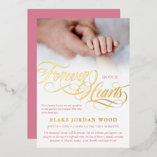 Invitation En Aluminium Pink Gold Forever Dans Nos Cœurs Bébé Mémorial