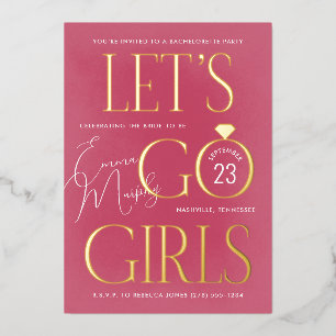 Invitation En Aluminium Pink Lets Go Girls Bachelorette Party