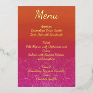Invitation En Aluminium Pink & Orange Bright Ombre Mandala Menu Mariage