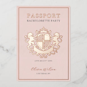 Invitation En Aluminium Pink & Rose Gold Passport Bachelorette