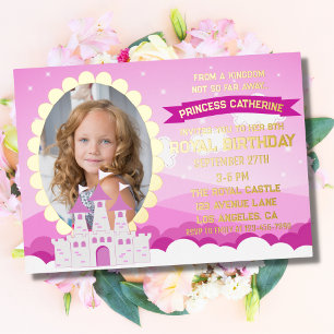 Invitation En Aluminium Pink Royal Princess Castle Girl Anniversaire