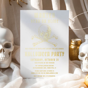 Invitation En Aluminium Pirate vintage crâne et os Halloween Party Gold