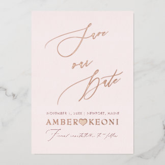 Invitation En Aluminium PixDezines Économisez notre Date Luxe Calligraphie