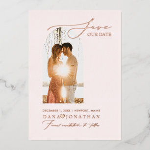 Invitation En Aluminium PixDezines Économisez notre Date Luxe Calligraphie