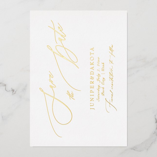 Invitation En Aluminium PixDezines Elegant Luxe Calligraphie Enregistrer l (Recto)